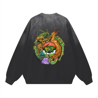 PHT  Sunfade Drop-Shoulder Cotton Sweatshirt Colour Logo