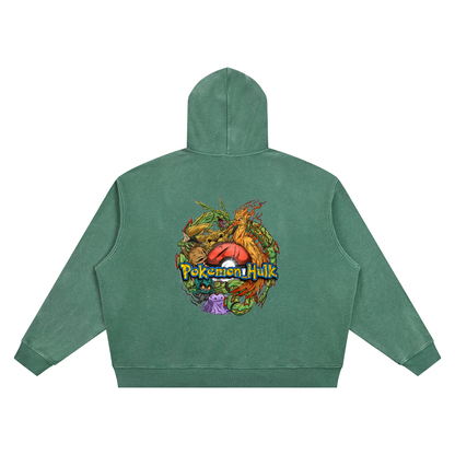 PHT  Vintage Wash Waffle Boxy Hoodie Colour Logo