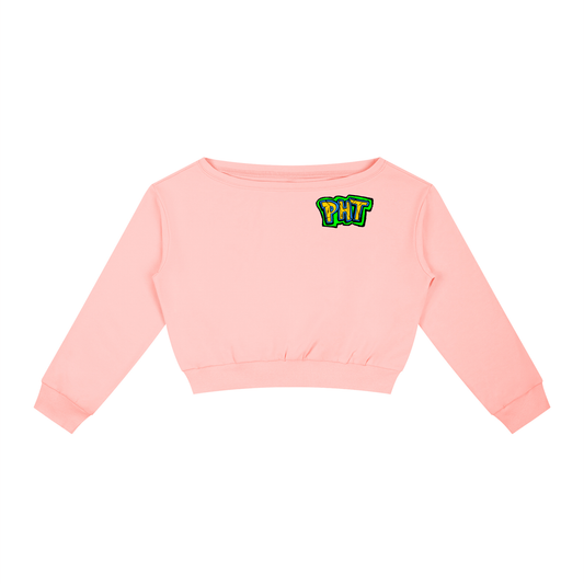 PHT Women's Off-Shoulder Sweatshirt B&W Logo