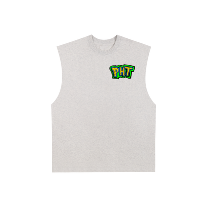 PHT Raw Edge Cotton Tank Top B&W Logo